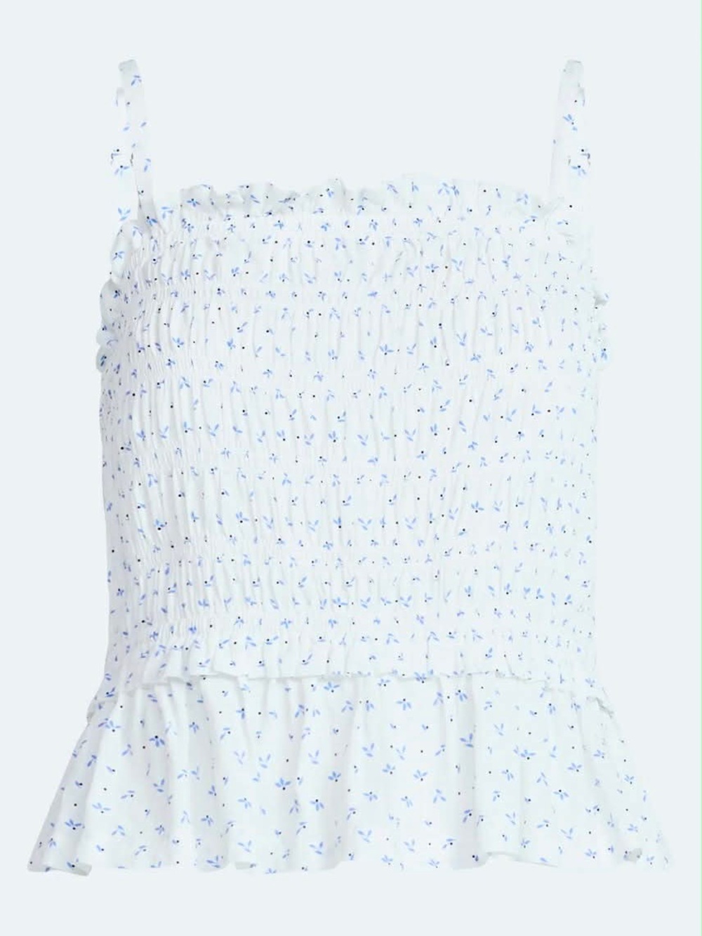 Women's Smocked Top With Peplum Hem Tank Top Size L - Picture 7 of 10